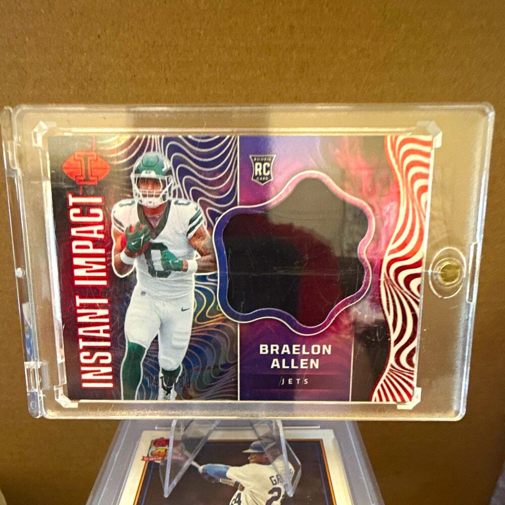2024 Panini Illusions Braelon Allen Jets Instant Impact II-BAN Red /199 RC MEM